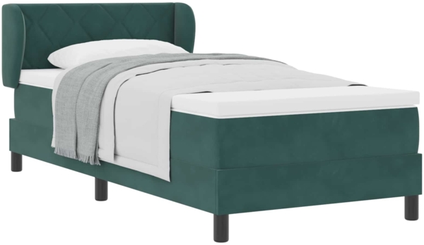 vidaXL Boxspringbett mit Matratze Dunkelgrün 90 x 190 cm Samt 3340421