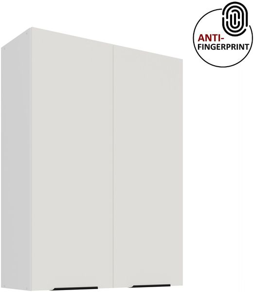 Küchen Hängeschrank 80 cm - Höhe 90 cm ARIA Weiss ultra matt + Weiss matt, hochwertige Fronten mit Anti Fingerprint Beschichtung Küchenzeile Küchenblock