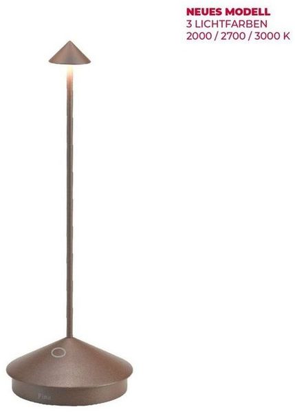 Zafferano, Pina Lamp, Kabellose wiederaufladbare Tischleuchte mit Touch Control, Geeignet für Wohnzimmer und Außenbereich, Dimmer, 2200-3000 K, Höhe 29 cm, Farbe Corten