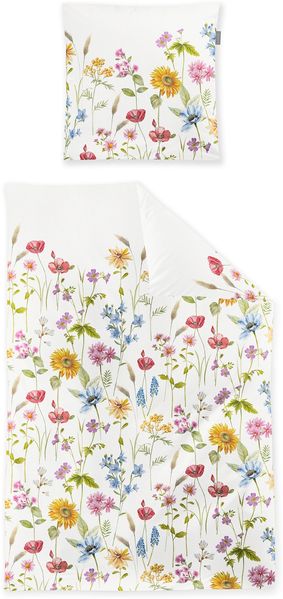 Irisette Wave Mako-Satin Bettwäsche 155x220 Wiesenblumen Mohnblumen 8698-90