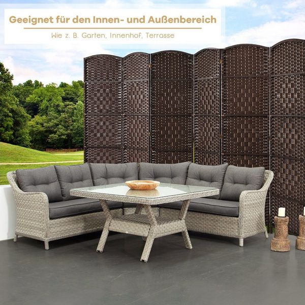 COSTWAY Paravent, Outdoor 6 TLG. Raumteiler 273x180cm klappbar