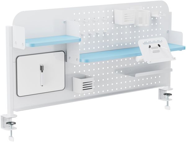 Schreibtisch-Organizer Sauda zum Anklemmen 114x68 cm Stahl Weiß/Blau [en. casa]