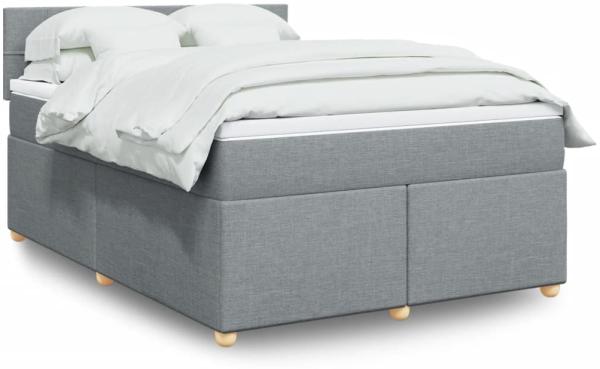 vidaXL Boxspringbett mit Matratze Hellgrau 140x200 cm Stoff 3289003