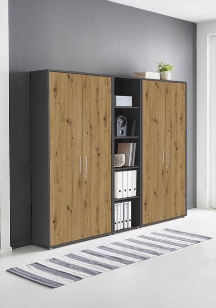 moebel-dich-auf Aktenschrank TABOR 10 (Aktenregale/Aktenschränke ideal für DIN A4 Ordner inkl. 4 Einlegeböden, Büroschrank abschließbar mit Griffen aus Edelstahl) Made in Germany
