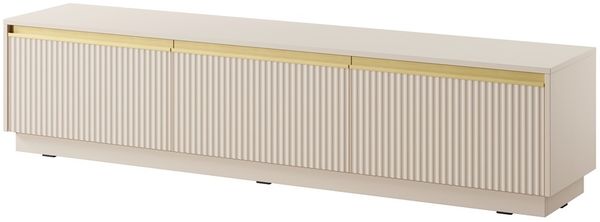 Bettso 'ROY' RTV-Schrank mit geriffelte Fronten, Holzwerkstoff Beige, 42x39x182 cm
