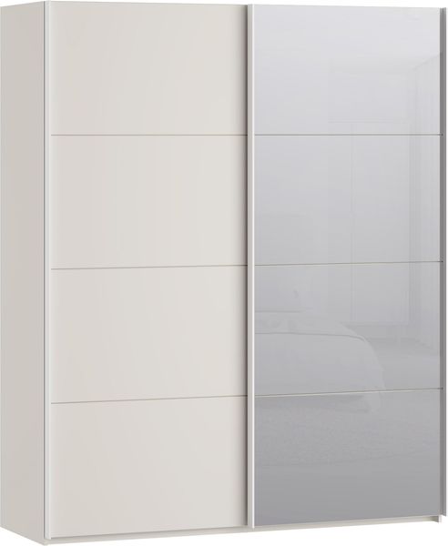 Forte SOPHISTISPACE Kleiderschrank 170, moderner Schwebetürenschrank, 2-türig, Einlegeböden, Kleiderstange, Spiegel, Holzwerkstoff, Kaschmir|Beige, 170,3 cm breit x 210,5 cm hoch x 62,9 cm tief