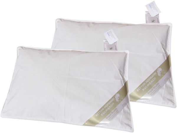 2 Stück Betten Hofmann Kleinkinder Daunenkissen 40x60 cm Flachkissen 100% Daunen 60 g