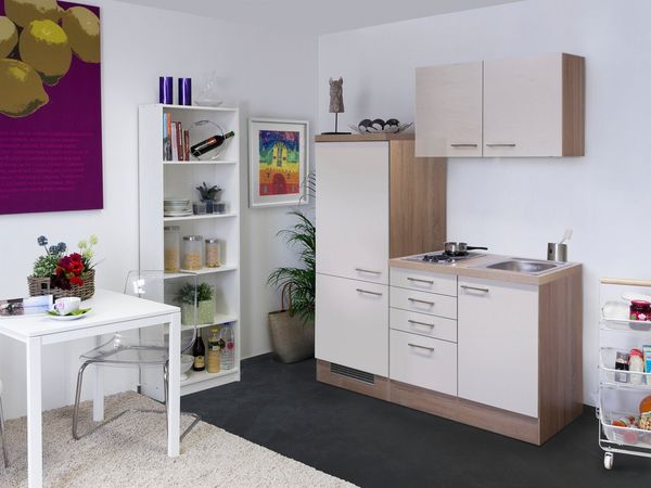 Flex-Well Küchenzeile Nepal, Gesamtbreite 160 cm, mit Einbau-Kühlschrank, Kochfeld und Spüle etc.