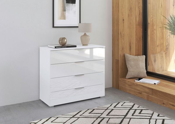 OTTO home Schubkastenkommode Sideboard Schubladenkommode AGORDO mit Dekor- oder Hochglanzfront (in zwei Griff-Farben, Breite 80 cm), vier große und geräumige Schubladen mit viel Stauraum MADE IN GERMANY