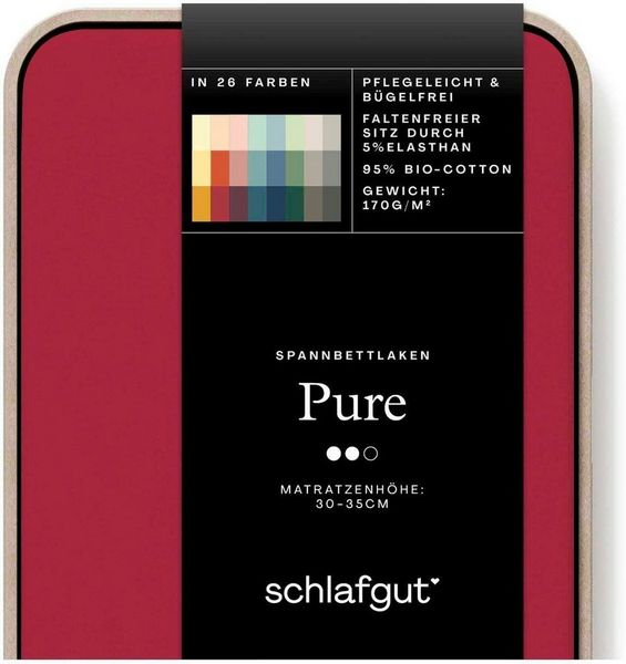Schlafgut 'Pure' Spannbettlaken, Gummizug: rundum, für Matratzen bis 30cm Höhe, Bio-Baumwolle mit Elasthan, Red Deep, S 90x190 cm - 100x220 cm