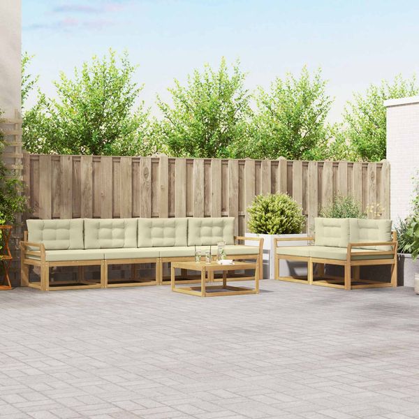 vidaXL Outdoor-Sofagarnitur mit Kissen 6 pcs Weiß und Creme 3386094
