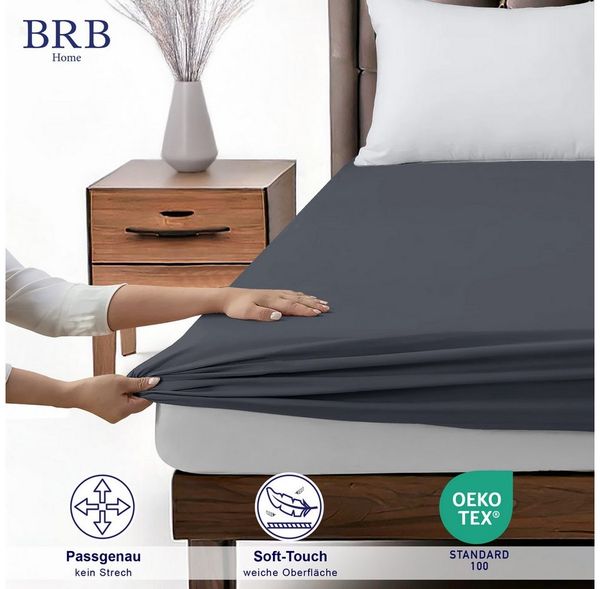 BRB HOME Spannbettlaken Spannbettlaken Jersey Baumwolle für Topper Boxspringbett bis 27 cm, Baumwolle, Gummizug: Rundum, (1 Stück), Matratzen bis 27 cm Höhe, OEKO TEX Standard 100, Jersey Spannbetttuch