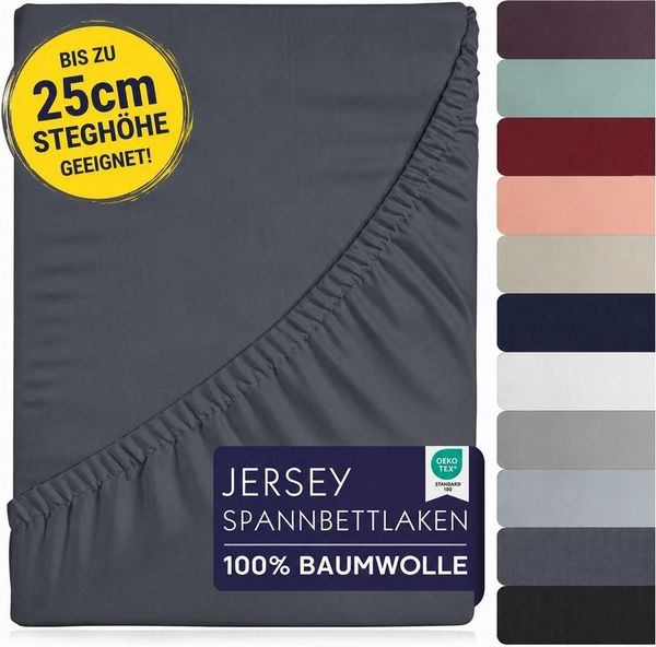 BRB HOME Spannbettlaken Spannbettlaken Jersey Baumwolle für Topper Boxspringbett, Baumwolle, Gummizug: Rundum, (1 Stück), Matratzen bis 27 cm Höhe, OEKO TEX Standard 100, Jersey Spannbetttuch
