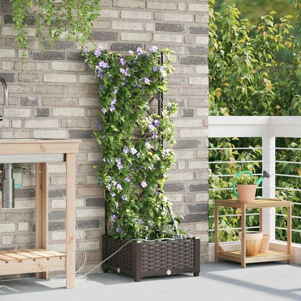 vidaXL Garten-Pflanzgefäß Braun 40 x 40 x 126 cm Kunststoff 42002825