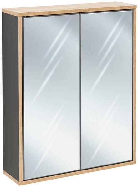 FACKELMANN FINN Spiegelschrank 60 cm breit, Anthrazit/Braun hell