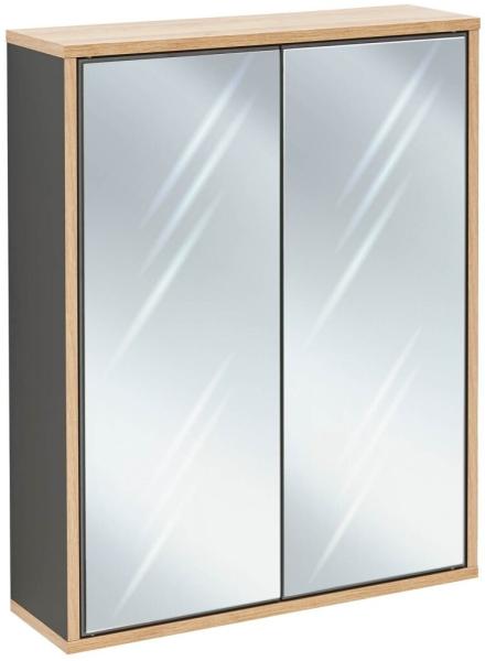 Fackelmann FINN Spiegelschrank 60 cm, Braun hell/Anthrazit