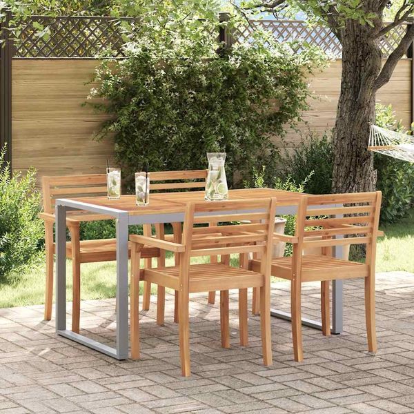 vidaXL Gartentisch Grau 140 x 80 x 75 cm Massivholz Akazie 4010602