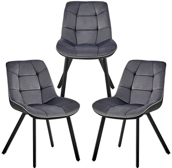 TRISENS Esszimmerstuhl Leonie (1er, 2er, 3er oder 4er Set, 3 St), Polstersessel mit abgestepptem Samtbezug Küchenstuhl in Velvetoptik