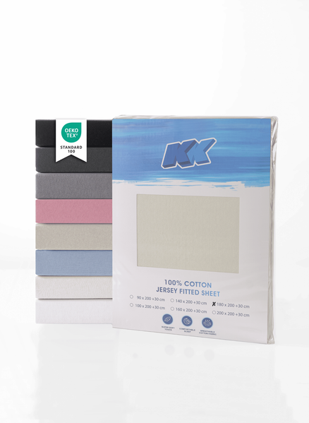 Jersey Spannbettlaken Baumwolle 180x200+30 cm, diverse Farben Creme