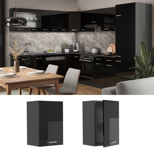Hängeschrank R-Line Schwarz Hochglanz 40 cm Vicco Bild 2
