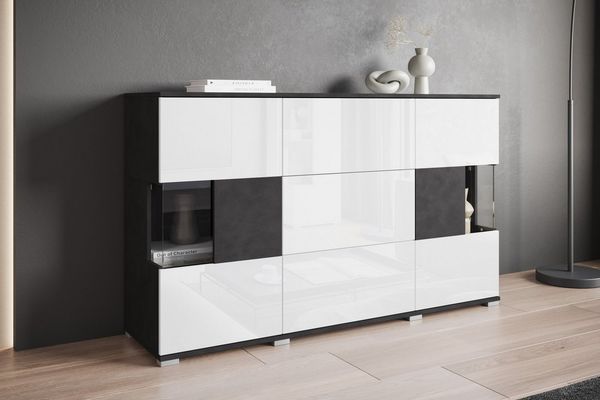 INOSIGN Sideboard Kenia (1 St), Sideboard mit 3 Schubladen, 6 Fächern, Glastüren, Breite 150 cm