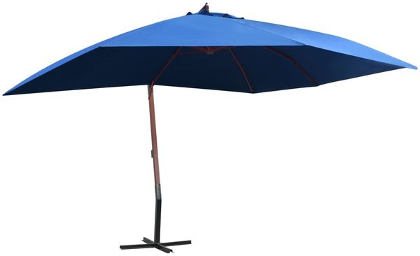 vidaXL Ampelschirm mit Holz-Mast 400x300 cm Blau 47123