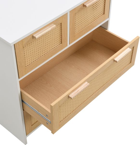 Kommode mit Rattanfronten, 4 Schubladen, 80 x 38 x 80 cm, Natur/Weiß Bild 9