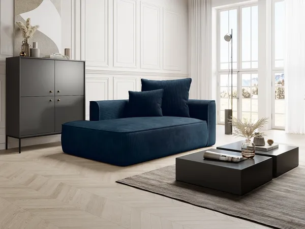Vente-unique - PINETA Chaise longue SamtStoff Blau - B 115 cm x H 67 cm x L 180 cm