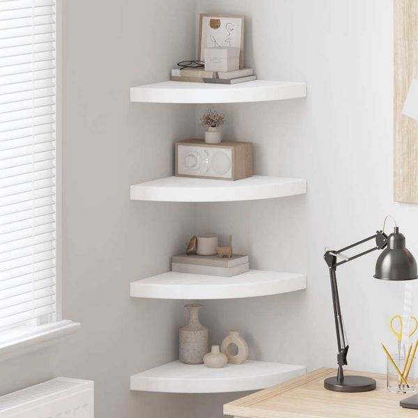 Bücherregal Wand 4 pcs, Eck-Schweberegale Weiß 35 x 35 x 3,8 cm MDF
