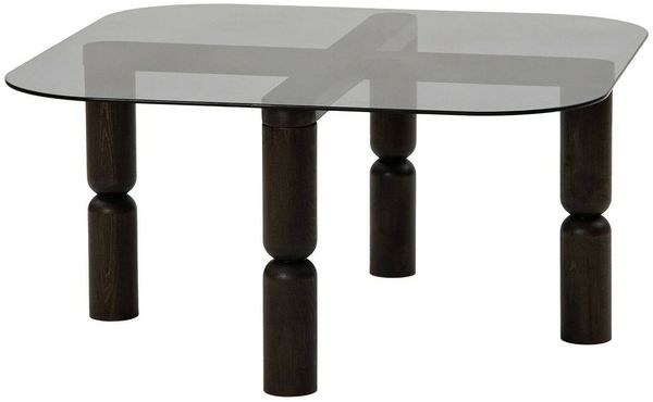 Dmora Wohnzimmertisch Gran, Niedriger Wohnzimmertisch, Kaffeeregal, Couchtisch für Sofa, 80x80h40 cm, Anthrazit und Rauchig