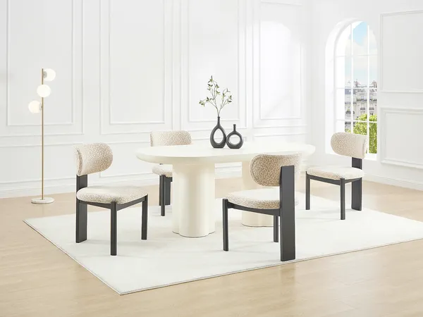 Vente-unique - WILANA Stuhl Stoff BeigeBeige - B 60 cm x H 85 cm x L 56 cm