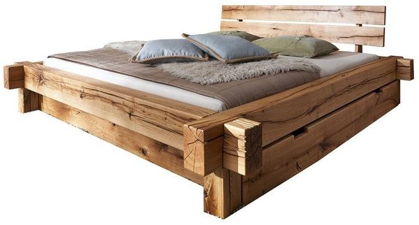 Balkenbett 'Daniel' mit Schubkasten 200x200 cm