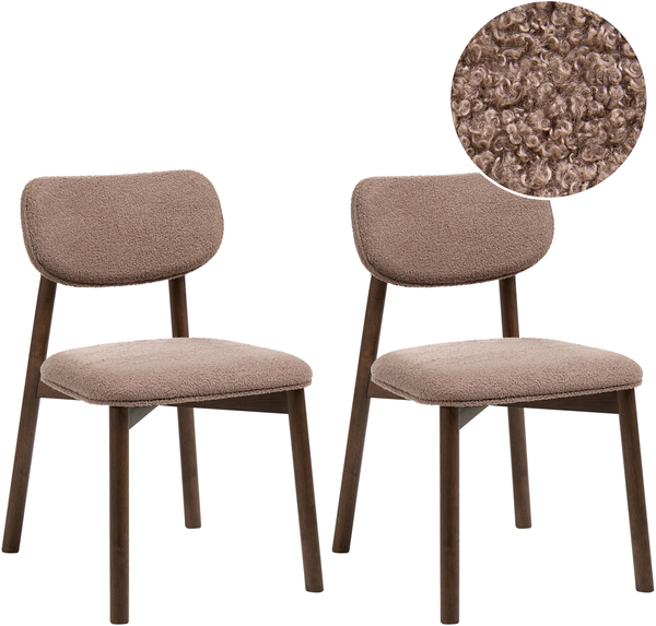Esszimmerstuhl 2er Set MILLS Bouclé Braun Taupe