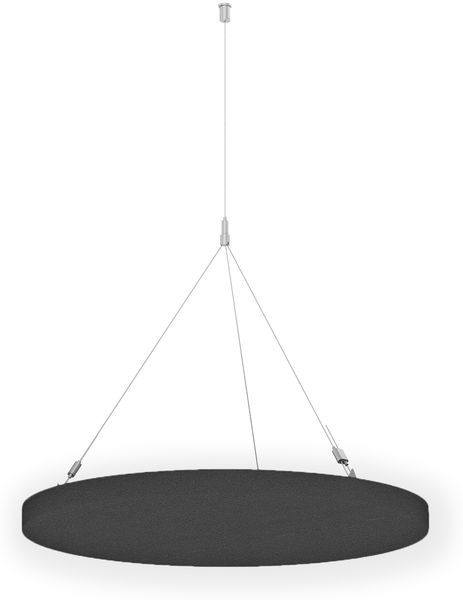 Rheinland Möbel FocusWall DAR09 – Runder Akustik-Deckenabsorber Ø 90 cm in Stofffarbe Blizzard inkl. Chrom-Stahlseilen - Made in Germany - Klasse A, Stoffbezug, schwer entflammbar