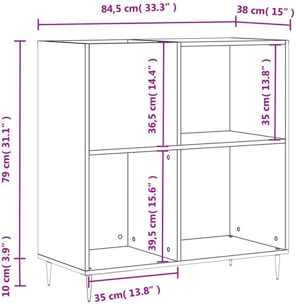 vidaXL Plattenschrank Weiß 84,5x38x89 cm Holzwerkstoff 831764 Bild 10