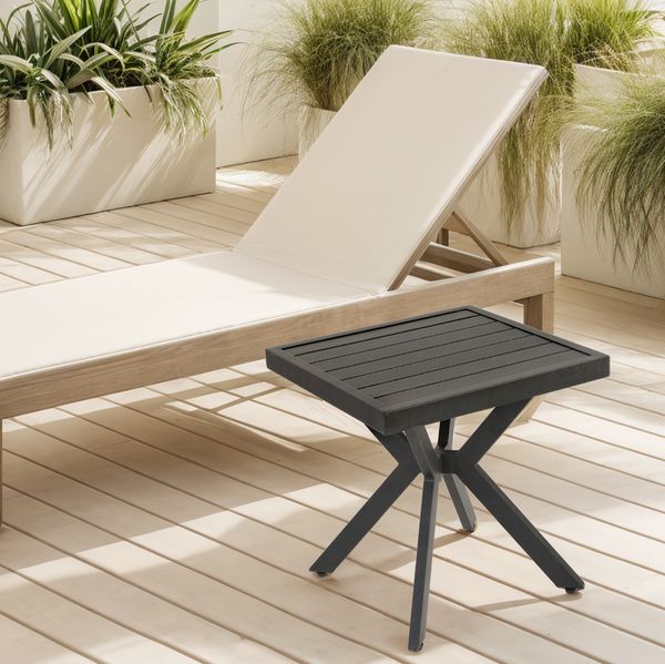 Outdoor Seitentisch Aluminium Quadrat, 45x45x47 cm, Dunkelbraun