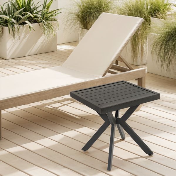 Outdoor Seitentisch Aluminium Quadrat, 45x45x47 cm, Dunkelbraun