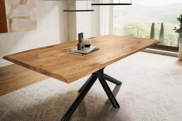 Esstisch mit gedrehter Kante 220x100cm 'Matrix' Wildeiche massiv