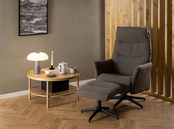 ACTONA GROUP Couchtisch Banbury, Sofatisch, Wohnzimmertisch (80x80x42cm), 2 Ebenen, Eichenfurnier, runde Form, FSC™