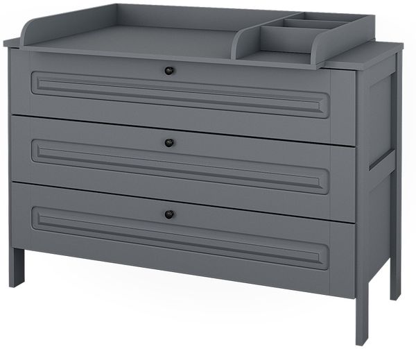 Wickelkommode Ajaton Grau 133 x 98.4 cm mit 3 Schubladen Vitalispa