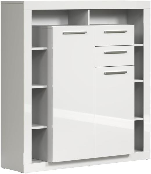 trendteam smart living - Highboard Schrank - Wohnen - Rock - Aufbaumaß (BxHxT) 121 x 128 x 40 cm - Farbe Weiß Hochglanz - 182686201