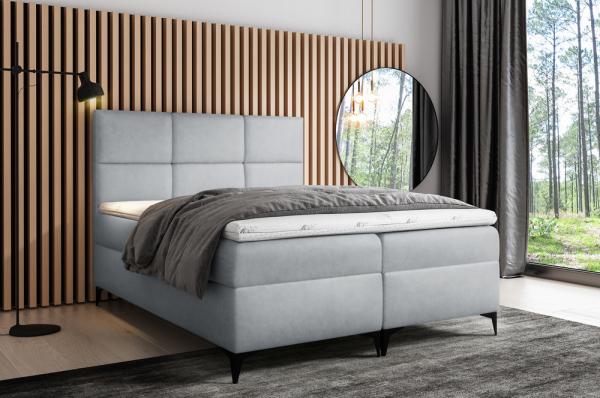 99rooms Ozzy Boxspringbett Velours 160x200 cm Silber