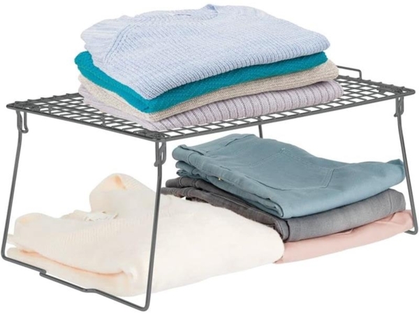 Regaleinsatz stapelbar grau Schrankregal Schrankeinsatz Organizer Regal mDesign