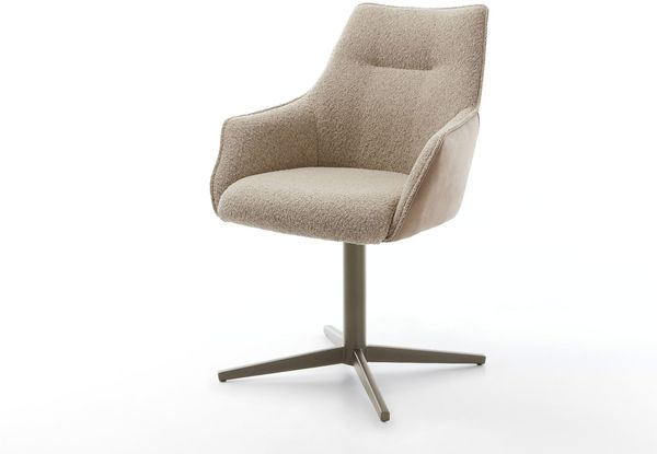 Drehstuhl Alja-Flex mit Armlehnen Materialmix Schlamm Fußkreuz Effektfinish Titan 360° drehbar Taschenfederkern
