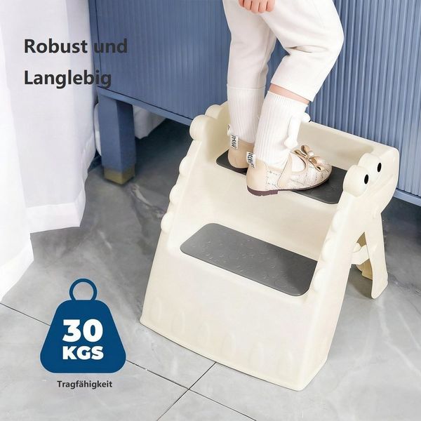 OUNUO Tritthocker Kleinkind-Hocker, 2-stufiger faltbarer Tritthocker
