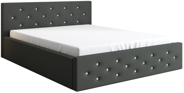 Polsterbett VALI 140x200 mit Matratze, Bettkasten und Lattenrost. Farbe: Graphit 15