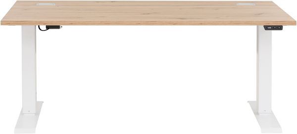Schreibtisch >e-desk< in Eiche/weiß- 175x72x80 (B/H/T) elektrisch verstellbar