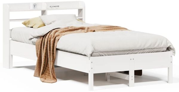 vidaXL Massivholzbett ohne Matratze Weiß 100x200 cm Kiefernholz 3306895 Bild 2