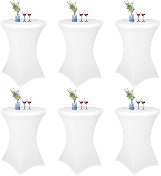 3er-Set Weiß Stretch Stehtisch Husse Ø 60-65 cm Spandex Tischdecke 60x110cm
