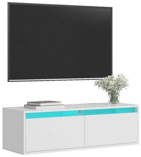 radelldar Lowboard mit LED-Beleuchtung, hängender TV-Schrank (1 St), modernes griffloses TV-Board mit 2 Türen, 100 cm breit
